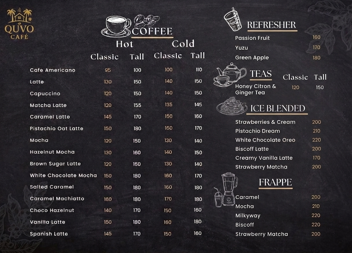 Quvo Café Drink Menu